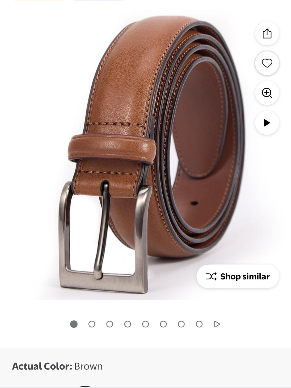 Men's Brown Leather Dress Belt with Brushed Metal Buckle